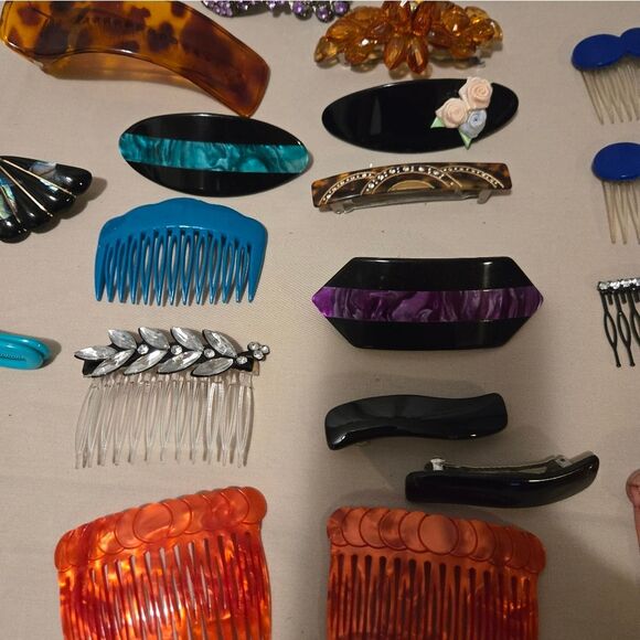 VTG Lot of 55 + Hair Clips,Barretes Made In France US, HK Hand Pained Rare - Picture 8 of 16